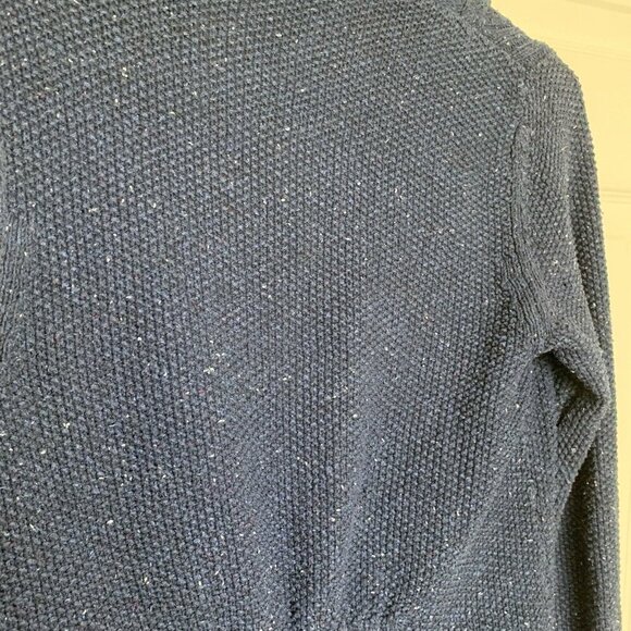 LL Bean Womens Cardigan Small Knit Open Front Sweater Long Sleeve Blue White Dot - Picture 8 of 10